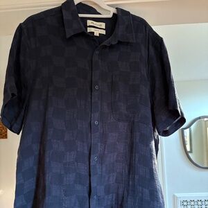 Madewell Mens Navy Checkboard Shortsleeve Shirt